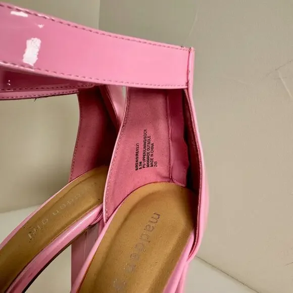 Madden Siren Pink Patent Platform Block Heel Sandals Women’s 8.5 Barbiecore - Picture 5 of 16